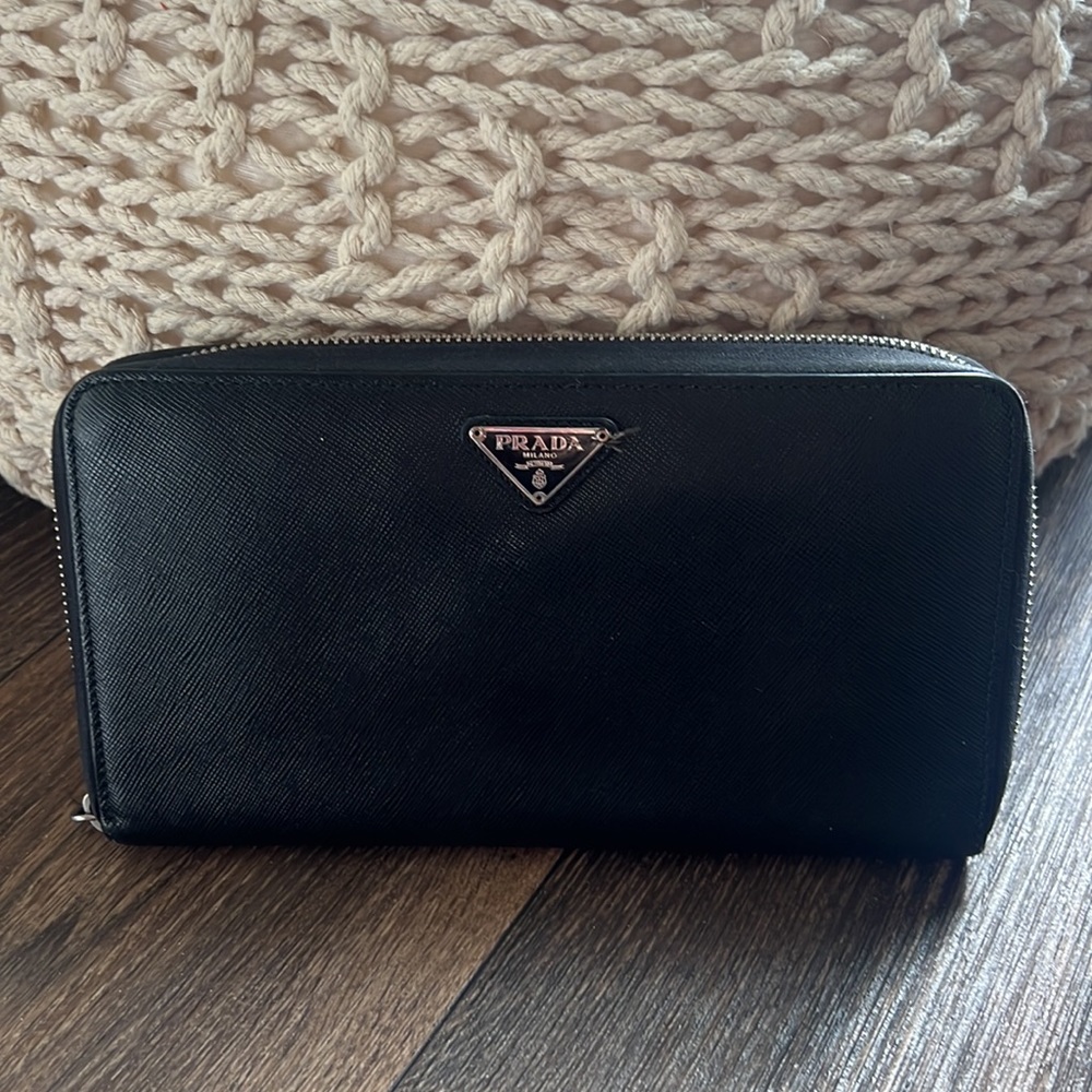 Prada Leather Zip Around Wallet